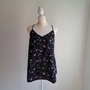 Banana Republic S silk top tank cami floral black teal blue burgundy pink white